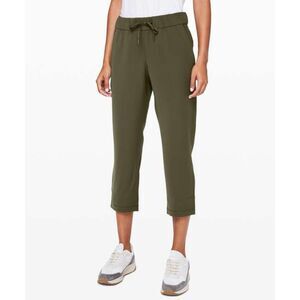 Lululemon Pants Womens 12 Dark Olive Green On The Fly Crop 23" Luxtreme Stretch
